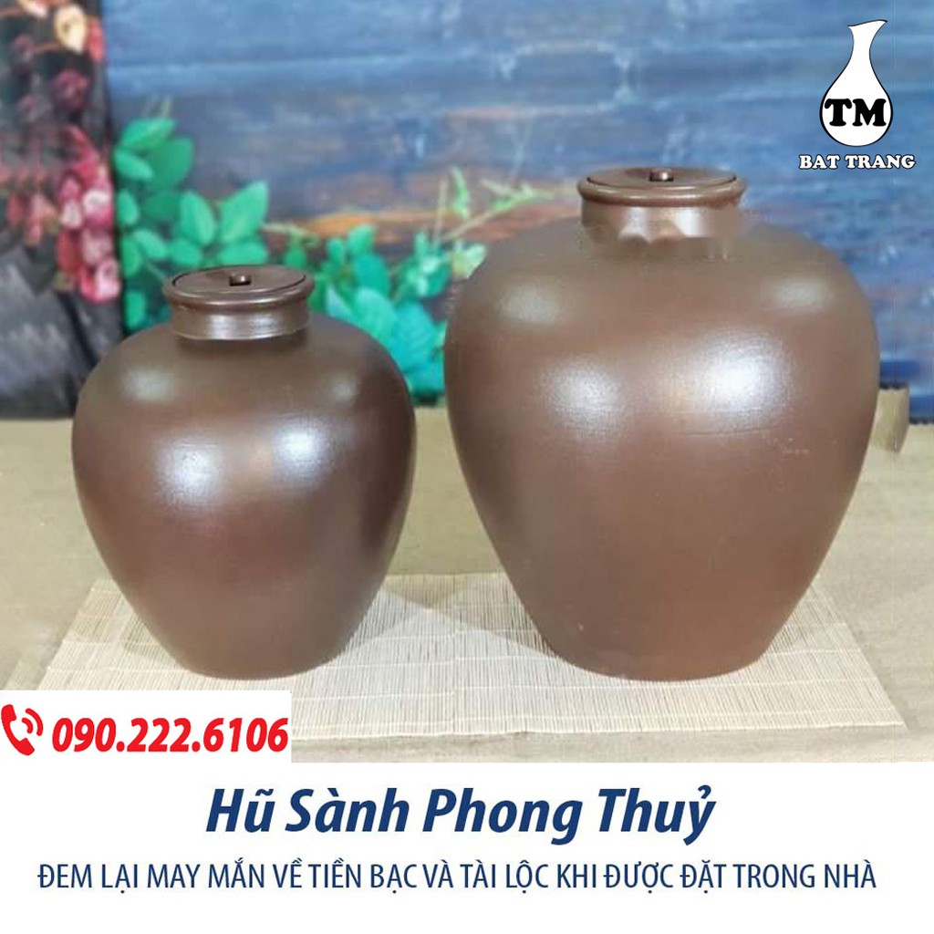 Chum Sành Đựng Gạo, Ngâm Rươu Mẫu Trơn 50L Gốm Sứ Bát Tràng