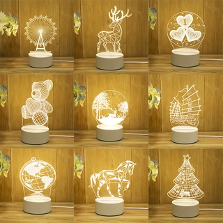 Đèn LED trang trí 3D Đèn bàn đẹp Đầu cắm USB quà sinh nhật