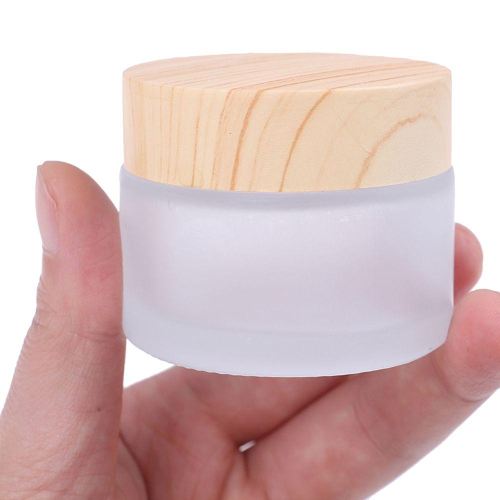 1 Hũ Thủy Tinh Mờ Có Nắp Họa Tiết Vân Gỗ Đựng Mỹ Phẩm Chăm Sóc Da Mắt