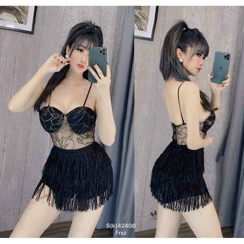 Jump 2 dây tua rua ren thêu