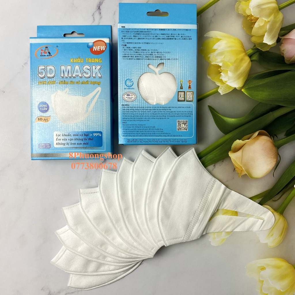 Khẩu Trang FAMAPRO 5D QUAI VẢI 3 Lớp Kháng Khuẩn Hộp 10 Cái