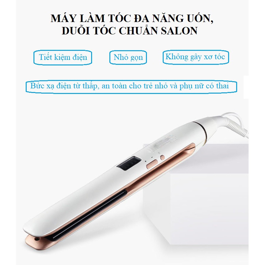 Máy Duỗi Tóc, Uốn Tóc, Ép Là Tóc Đa Năng Cao Cấp, Có 4 Mức Điều Chỉnh Nhiệt Độ Tương Ứng Nhiều Loại Tóc