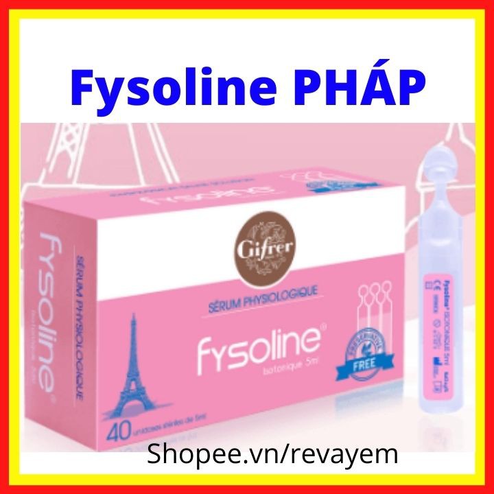 Nước muối sinh lý pháp Fysoline hồng ✅ 1 hộp 40 tép 5ml  ✅ Vệ sinh mắt, mũi, miệng cho bé