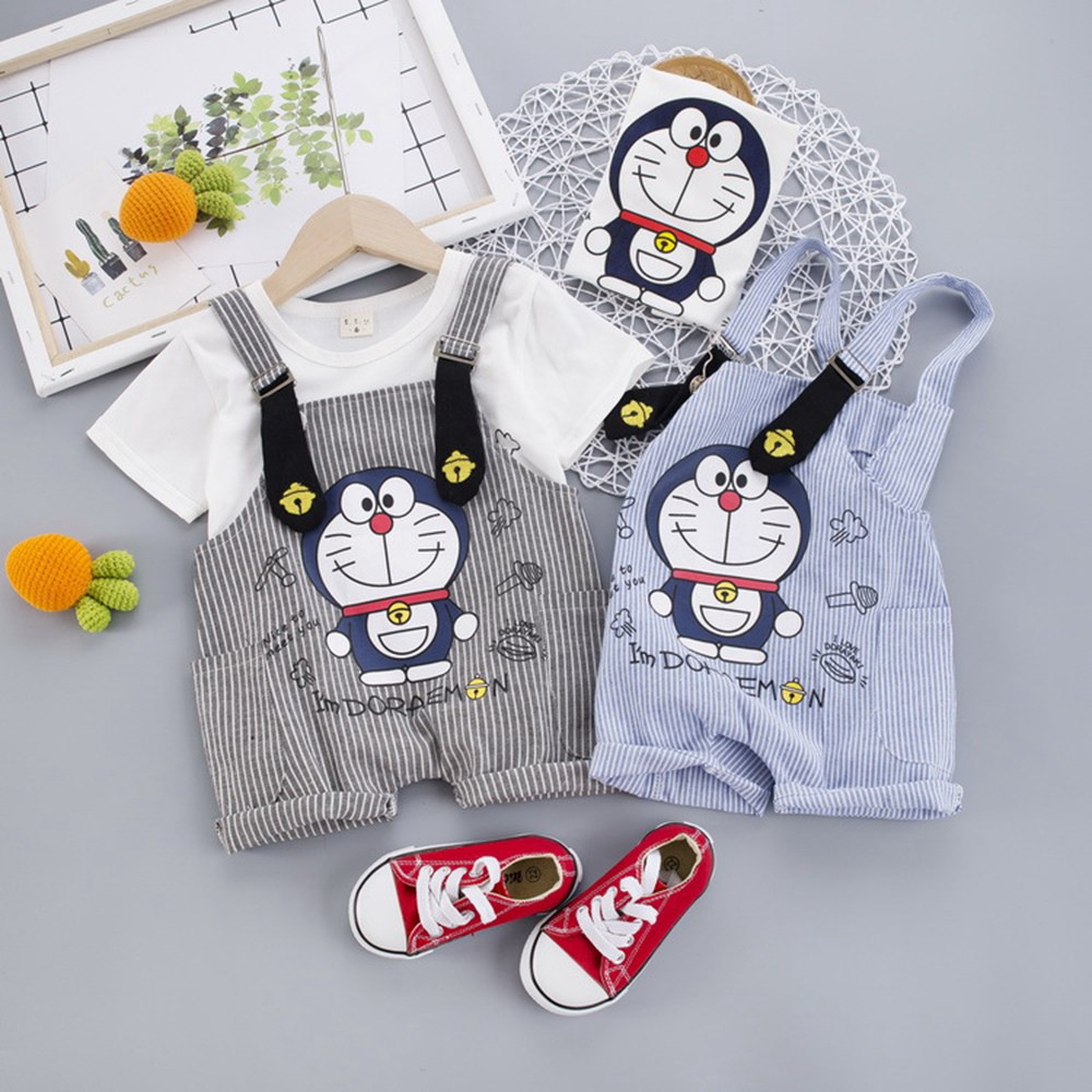 Set áo thun + Quần/ Váy in hình Doraemon đáng yêu cho bé