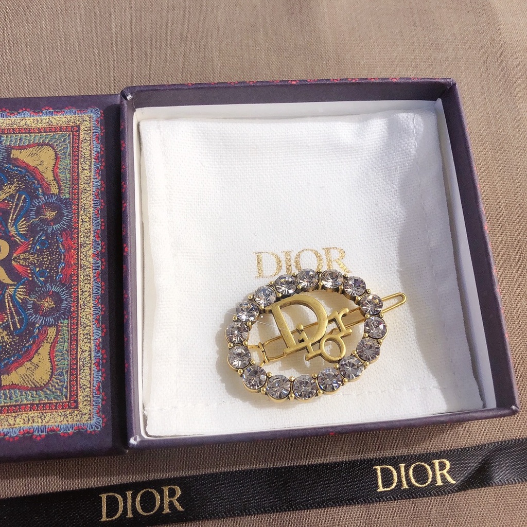 Kẹp tóc Dior bằng thép titan đính kim cương giả thời trang cho nữ