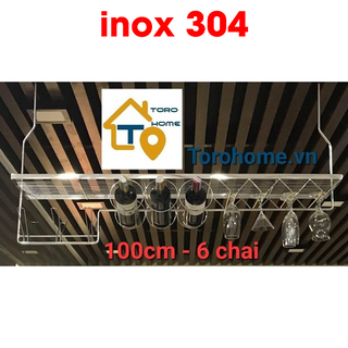 Kệ quầy bar inox 304 Toro Home các loại kích thước 60,70,80,90,100cm, kệ úp ly, treo ly, Cam kết inox chuẩn 304