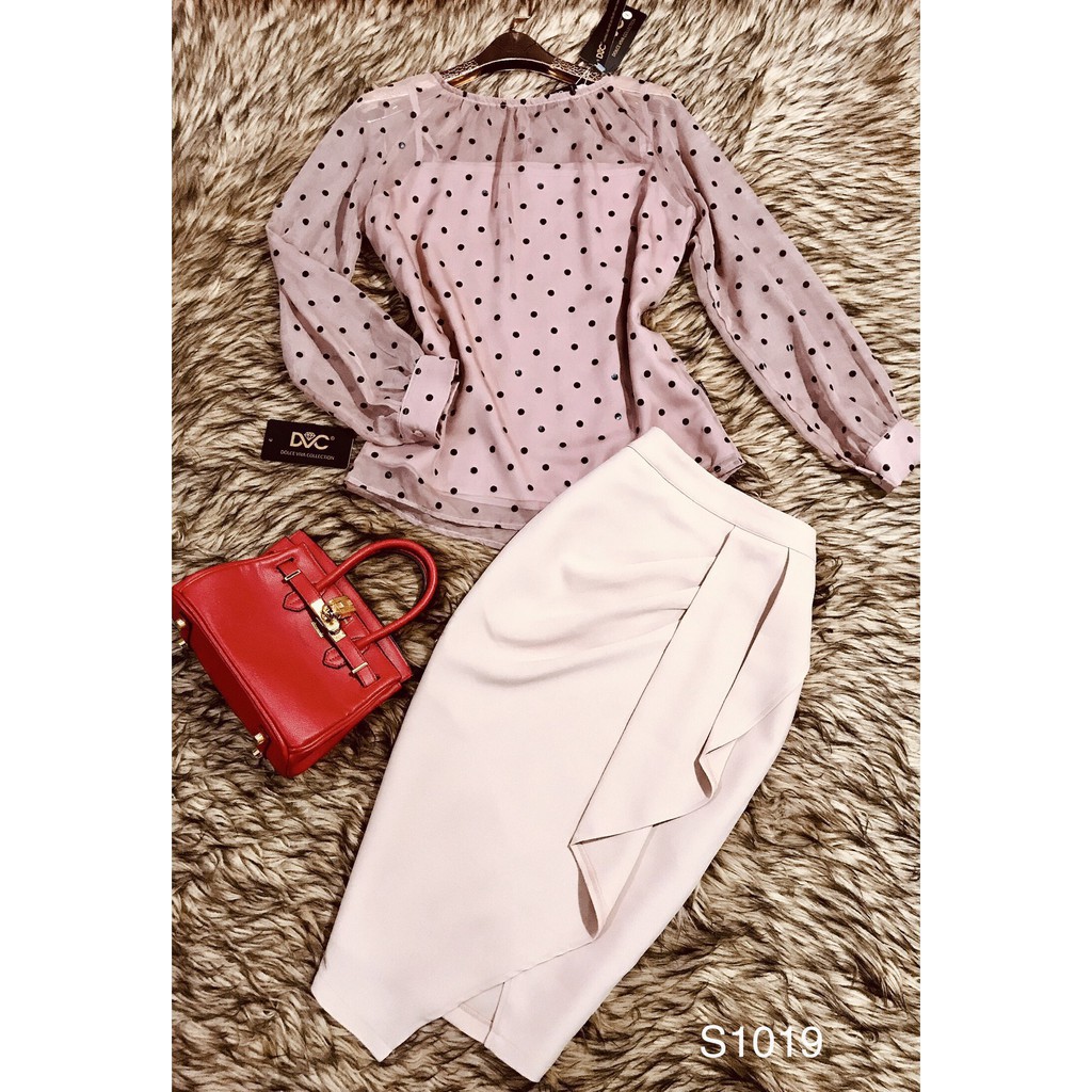 [ xả kho ] MiD Set chấm bi hồng hàng thiết kế cao cấp S1019 Mie Design ảnh thật