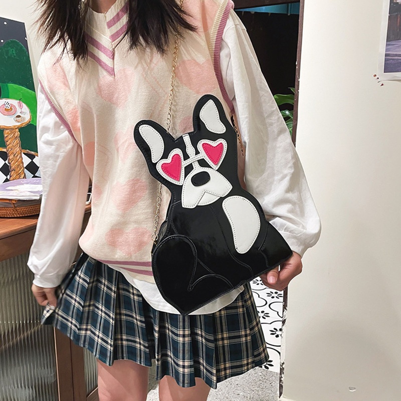 Túi Tote Đeo Chéo Vai Bằng Da PU In Hình Chó Con Dễ Thương Dành Cho Bạn Nữ