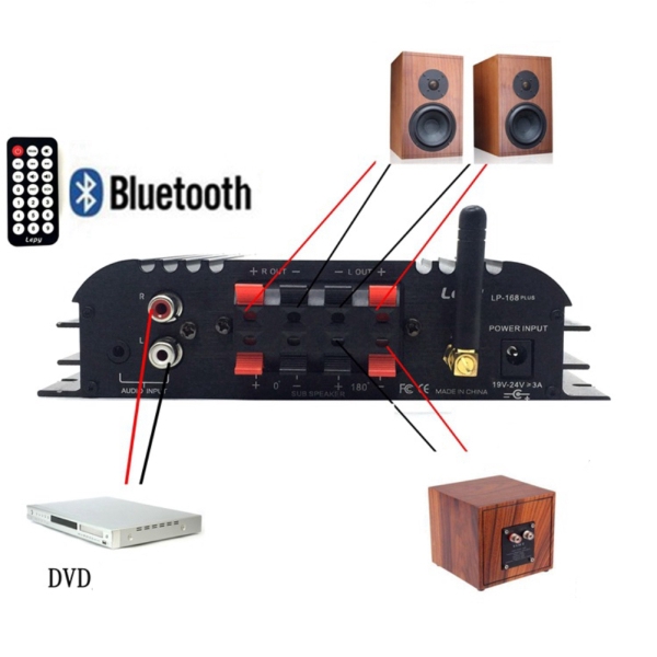 Bộ khuếch đại âm thanh nổi kỹ thuật số bluetooth Lepy LP-168 Plus IR/2.1CH 45W-2 68W BASS HiFi tiện dụng