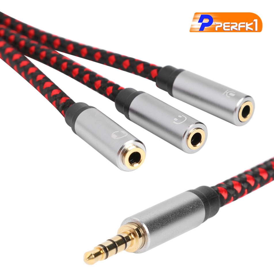 Dây cáp chia 3 cổng âm thanh 11.8 "3.5Mm đầu cắm sang 3x cổng cắm