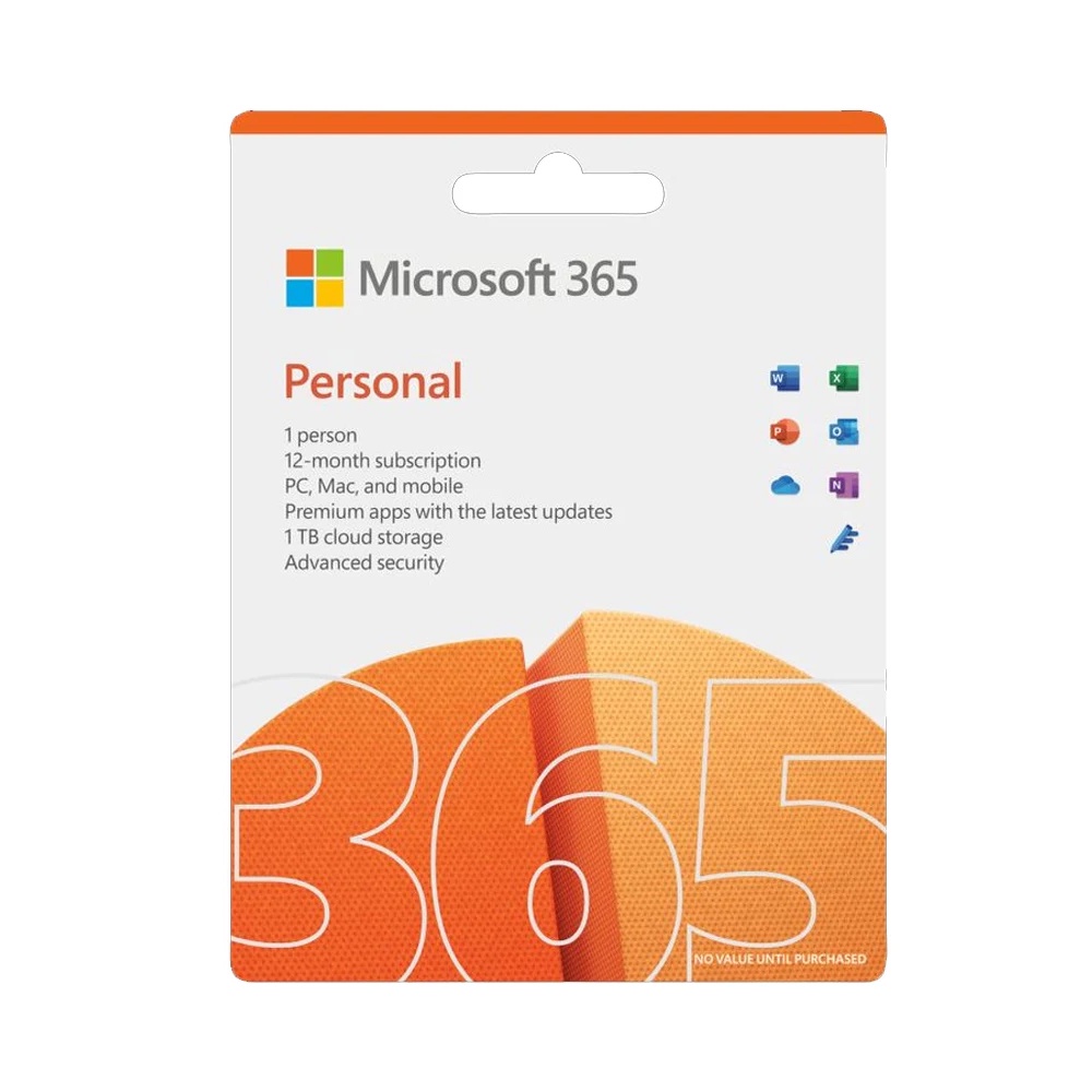 Phần mềm Microsoft 365 Personal - 12 tháng - Dành cho 1 người - 5 thiết bị/tài khoản - Word, Excel, PowerPoint - 1TB One