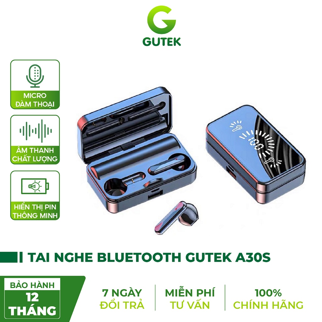 Tai Nghe Bluetooth Không Dây Nhét Tai Chống Ồn Có Mic Đàm Thoại Âm Thanh Hifi Chất Lượng – Gutek A30S