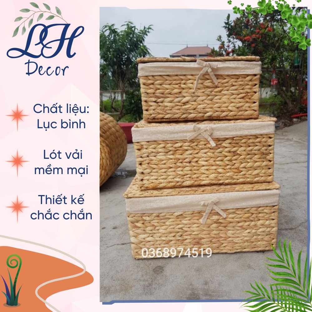 Khay lục bình ⚡ SALE CỰC SỐC ⚡ Giỏ lục bình  dùng đựng đồ, trang trí nhà cửa Decor