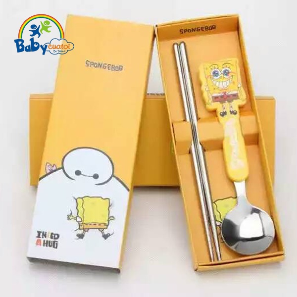 Bộ thìa đũa trẻ em thật inox 304 BBT GLOBAL mã 4001