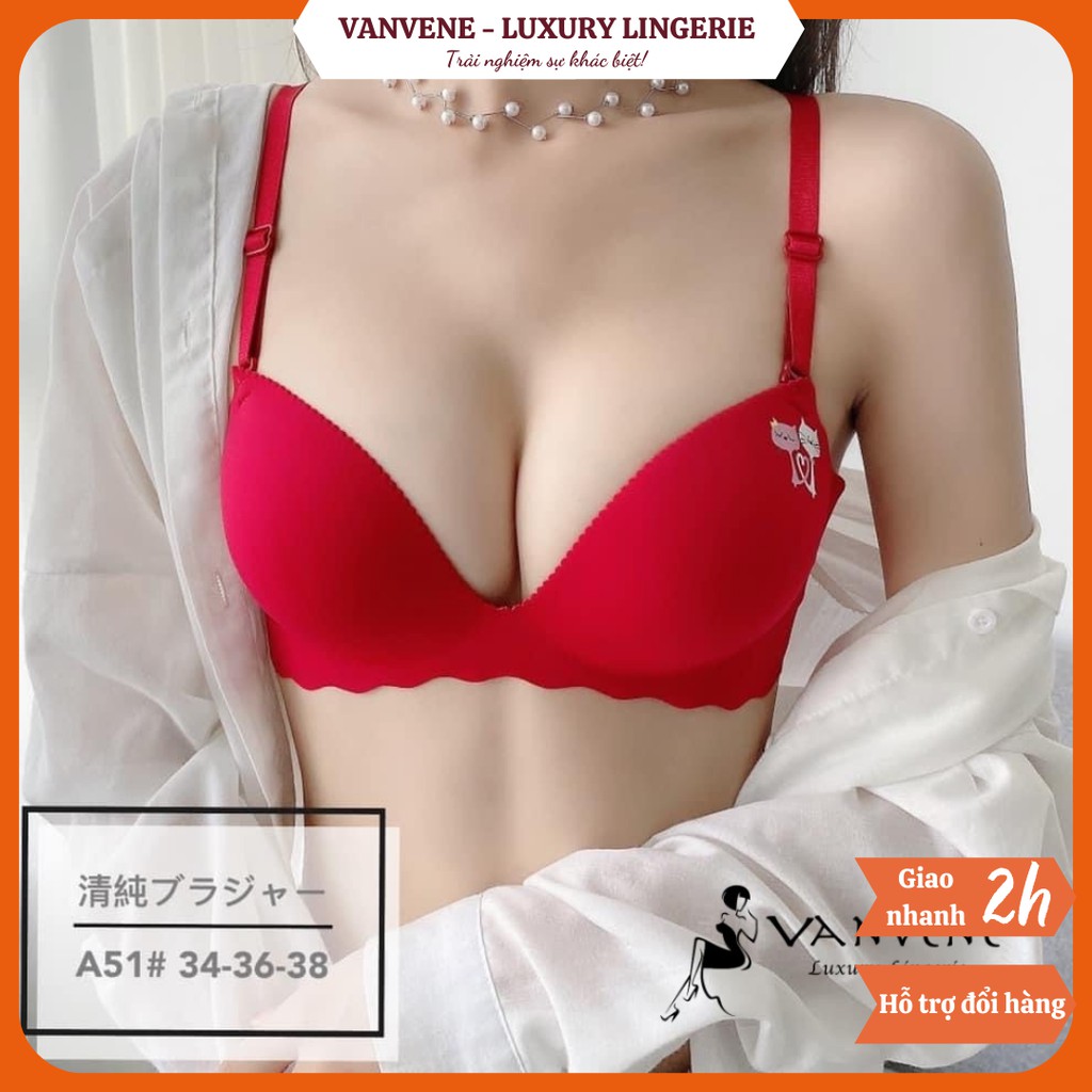 [Mã FAMARAL1 giảm 10K đơn 50K] Áo lót su đúc không gọng hình mèo đệm bàn tay nâng ngực nhiều Vanvene A290