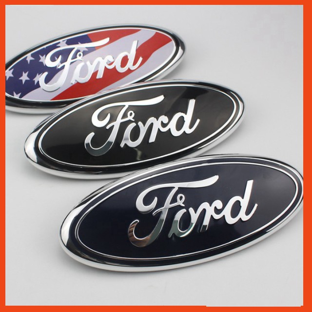 Logo biểu tượng truớc xe FORD Kích thước 23cm*9cm: Mầu Đen, Xanh và Lá Cờ Mỹ GD