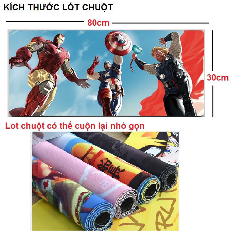 Tấm lót chuột cỡ lớn 80cm x 30cm dày 3mm hình songoku