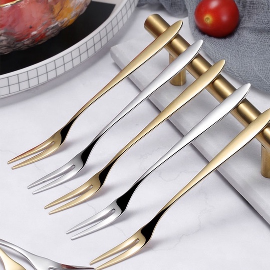 🍉Dĩa Inox Cao Cấp Mạ Vàng/ Mạ Bạc 13cm - Dĩa Ăn Trái Cây Loại Đẹp DUASHOP.