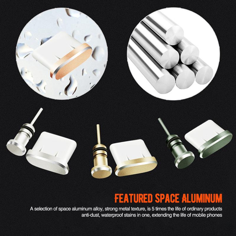 For Type-C Charging Port Earphone Jack USB Dust Plug Set