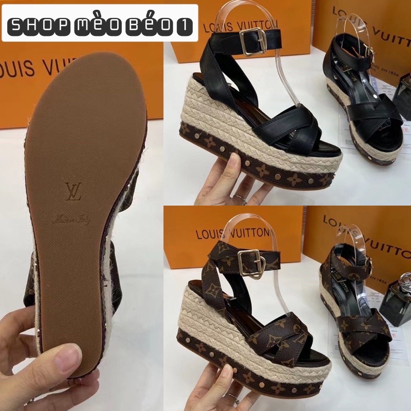 Sandal spsl đế xuồng cói quai chéo fullbox