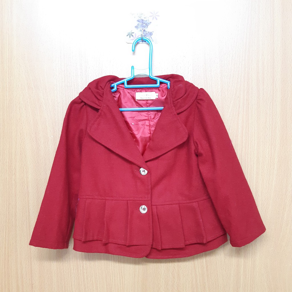DG79-AKT-06- Áo khoác dài tay bé gái, chất nỉ da cá, lửng,cổ mềm, đính nơ, made in Việt Nam