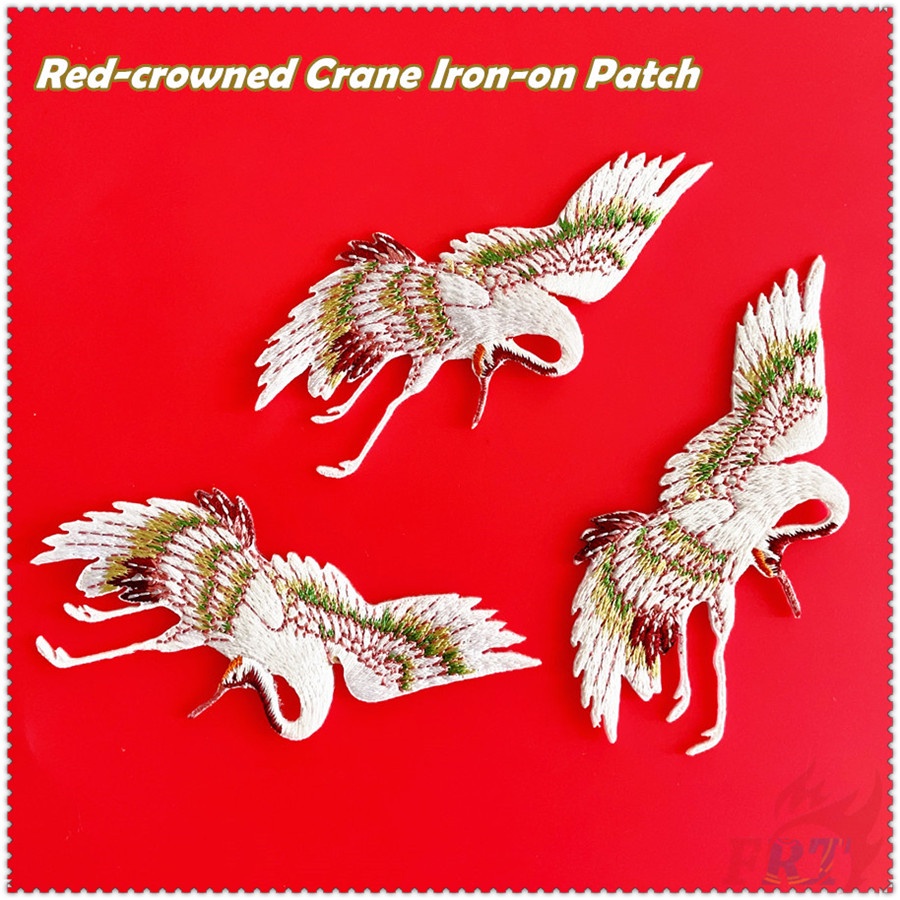 Miếng vá ủi thêu trang trí quần áo hình chim hồng hạc