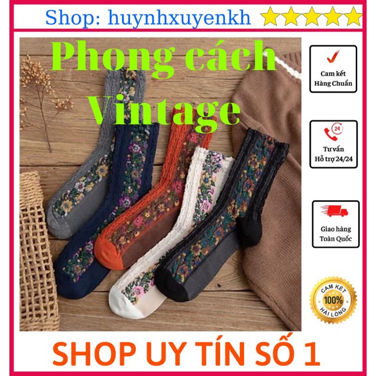 Sét 1 đôi tất đủ màu Len Cao Cấp phong cách Vintage, cực Xinh Đẹp và Độc lạ dễ phối đồ