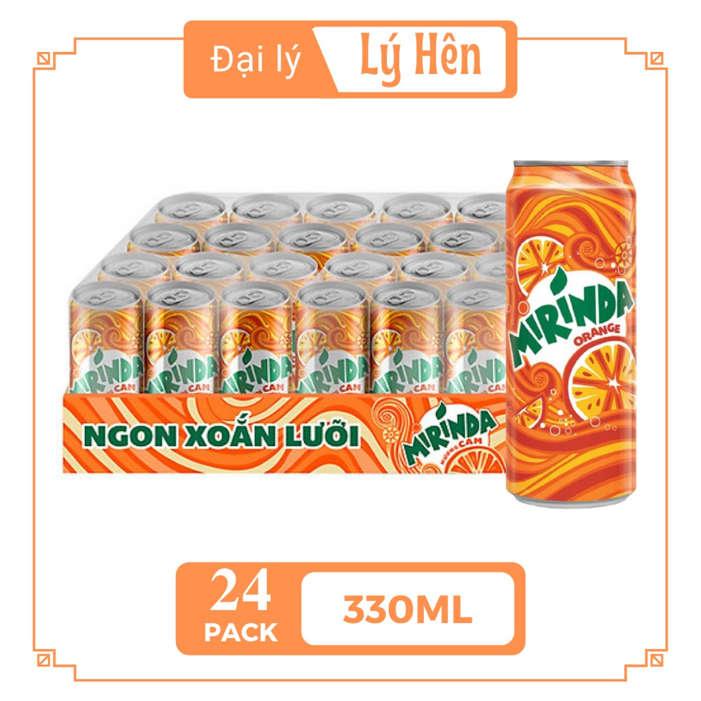 Thùng 24 Lon Nước Ngọt Có Gas Mirinda Hương Vị Cam Soft Drink Lon 330ml Date Luôn Mới