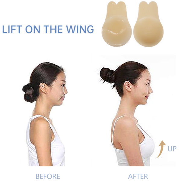 Cặp Miếng Dán Ngực Silicone Vô Hình Tái Sử Dụng Được Hình Tai Thỏ
