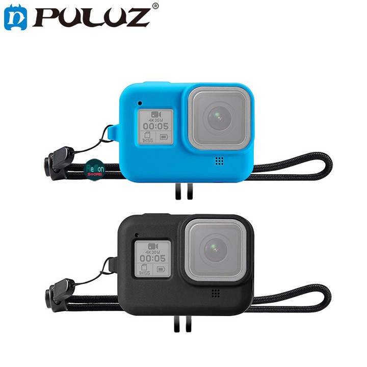 Vỏ cao su silicon cho GoPro Hero 8 có dây cổ tay Puluz (chọn màu) - Hàng chính hãng