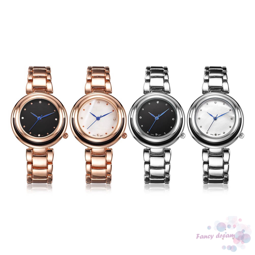 Đồng Hồ Đeo Tay Chống Nước Mặt Tròn Đính Đá Thời Trang Cho Nữ