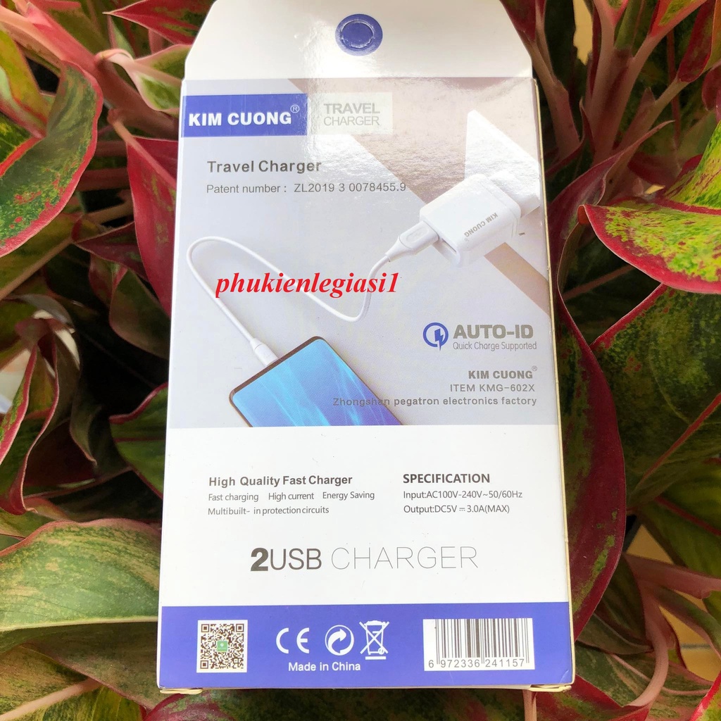 Cốc sạc 2 cổng usb Kim Cương KMG602X