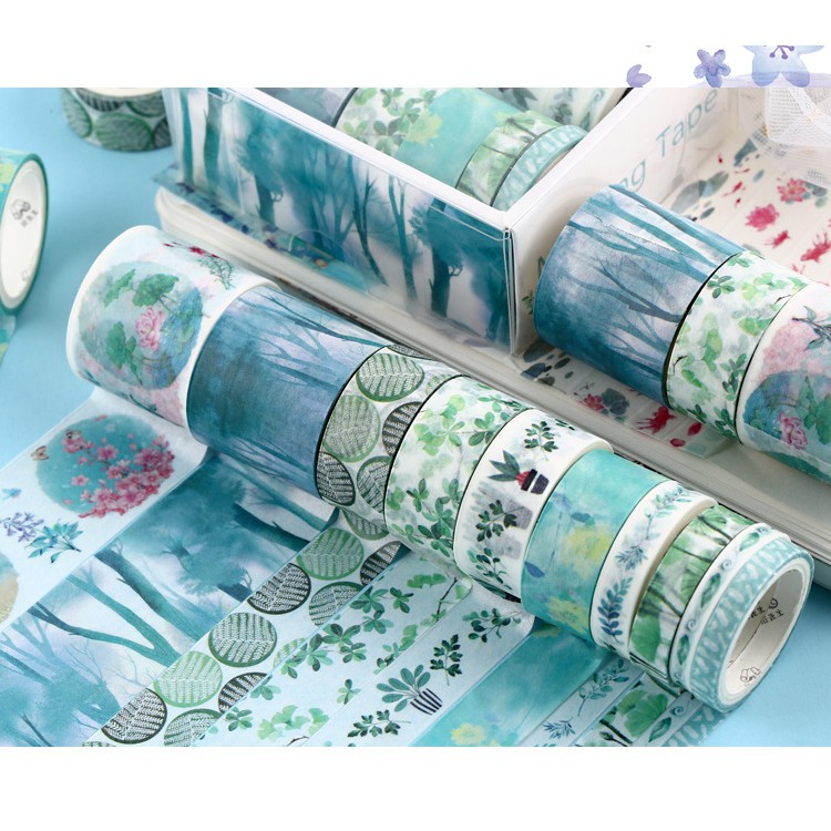 Set 10 Cuộn Băng Dính Washi Tape Trang Trí Scrapbook, Planner M3