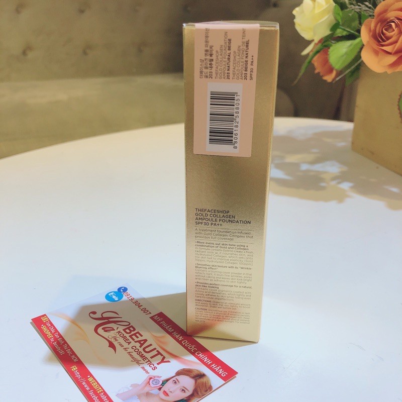 Kem nền che khuyết điểm trang điểm sáng da chống nắng SPF30PA++ The Face Shop fmgt Gold Collagen Ampoule Foundation 40ml | BigBuy360 - bigbuy360.vn