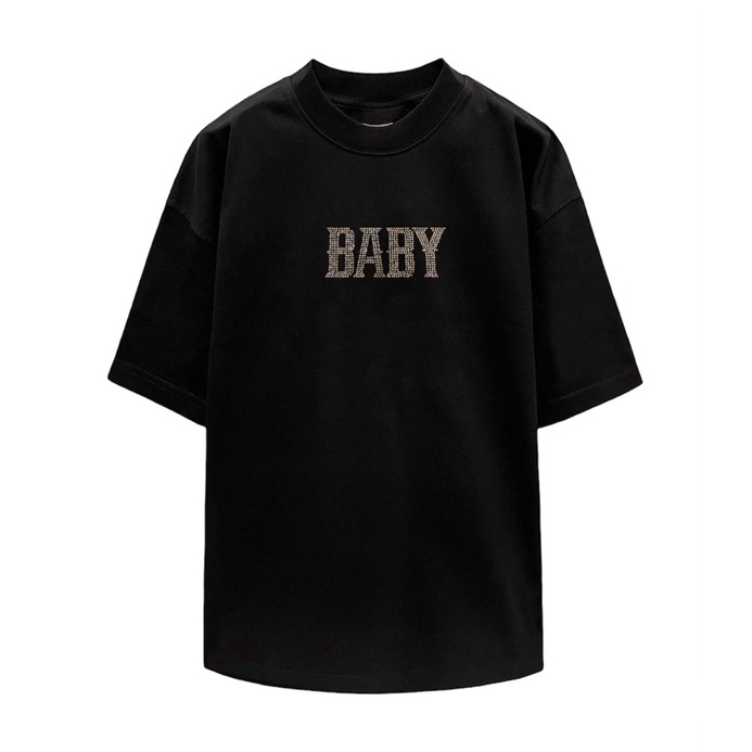 Áo thun đen đính đá unisex Baby Bling Mentalboss