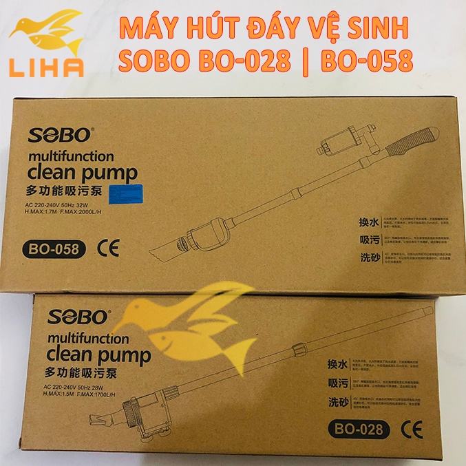 Máy Hút Vệ Sinh Tích Hợp Đầu Bơm Sobo BO028 BO058 - Hút Cặn Hồ Cá Điện Siêu Sạch