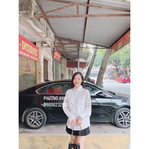 Sơ mi trắng cổ đức tay bo chun