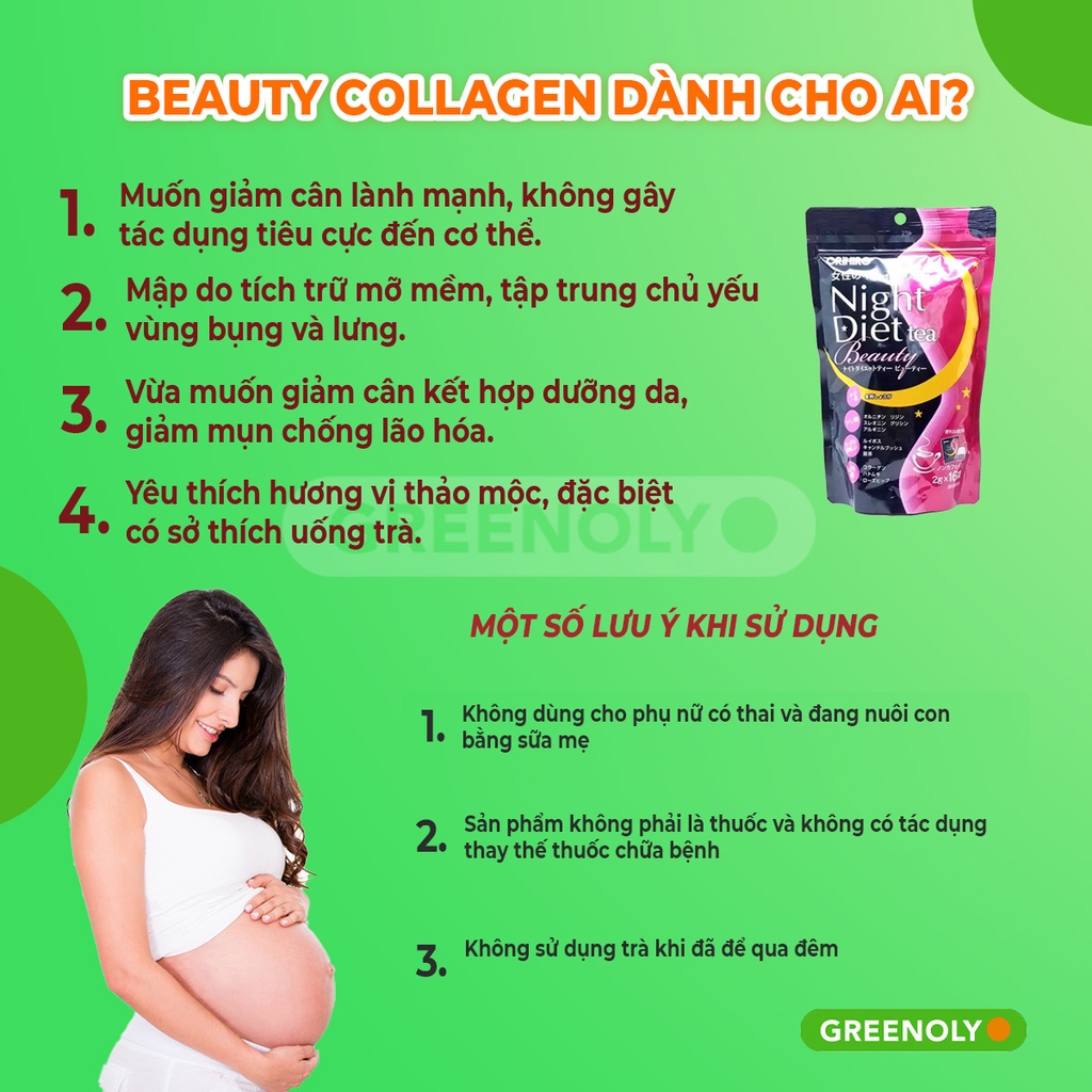 Orihiro Trà Giảm Cân Beauty Collagen 16 Gói
