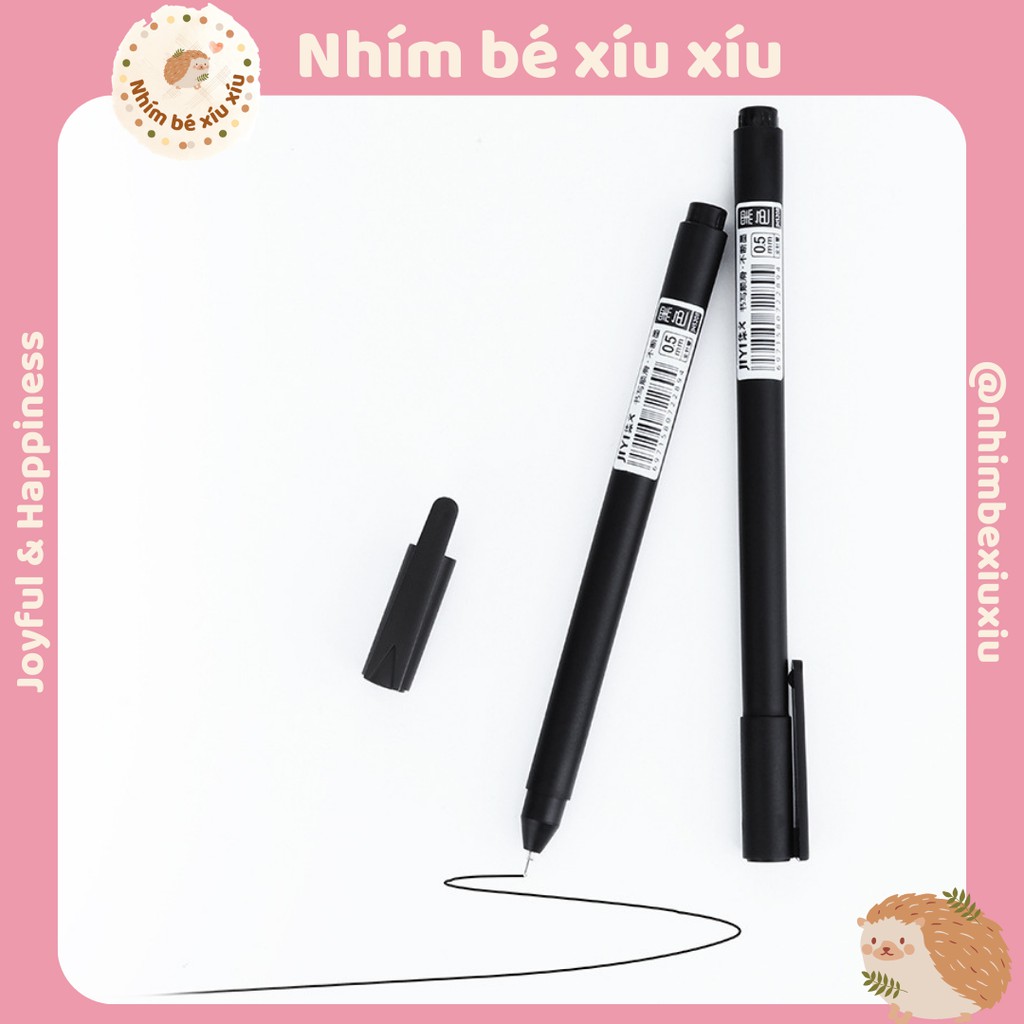 Bút mực gel đen ngòi 0.5mm tiện dụng (Vỏ trắng/đen) TN80