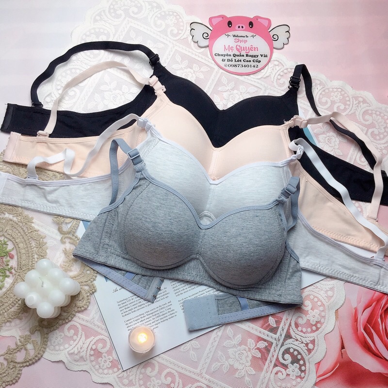 Áo lót nữ Cotton không gọng mút mỏng ôm ngực gọn gàng, chất liệu mút thông hơi mềm mại thoáng mát