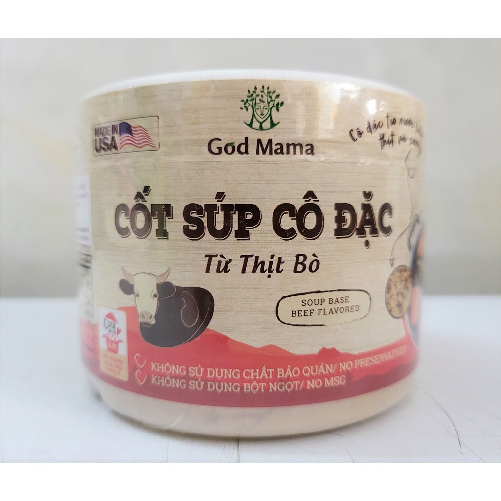 [Hộp 200g – thịt bò] CỐT SÚP CÔ ĐẶC TỪ THỊT BÒ [USA] GOD MAMA Soup base Beef Flavored