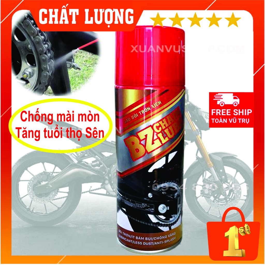 Dưỡng Sên + Rửa Sên + Dưỡng Bóng Vỏ Xe - 340g (450 ml ) BZ Chain Lube - Tires &amp; Plastic Shine - Giúp Xế Yêu HOÀN HẢO