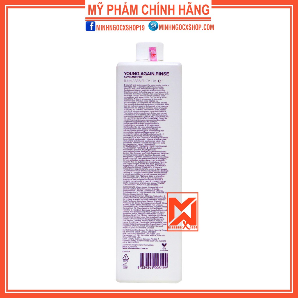 Dầu xả trẻ hóa tóc KEVIN MURPHY YOUNG AGAIN RINSE 1000ml chính hãng