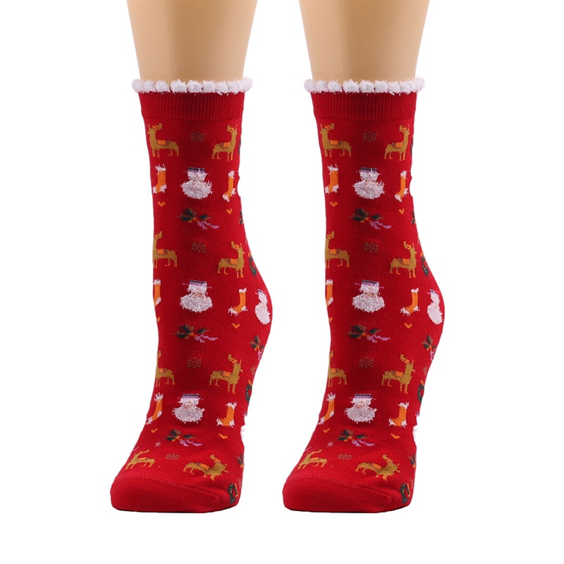 Đôi tất giữ ấm mùa đông in họa tiết giáng sinh dễ thương dành cho nữ