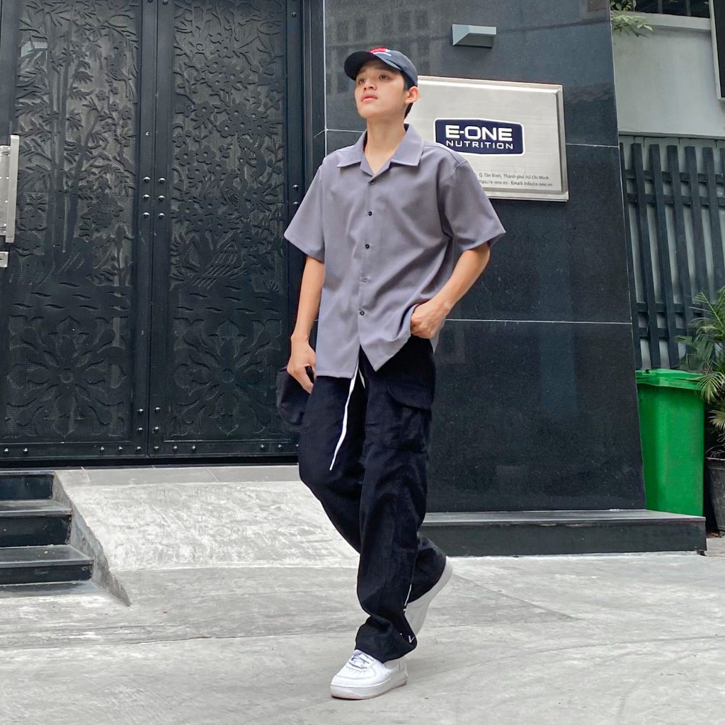 Áo Sơ Mi Nam Nữ Phom Rộng FVNXY Màu Xám Căng Đét Cực Ngầu | BigBuy360 - bigbuy360.vn