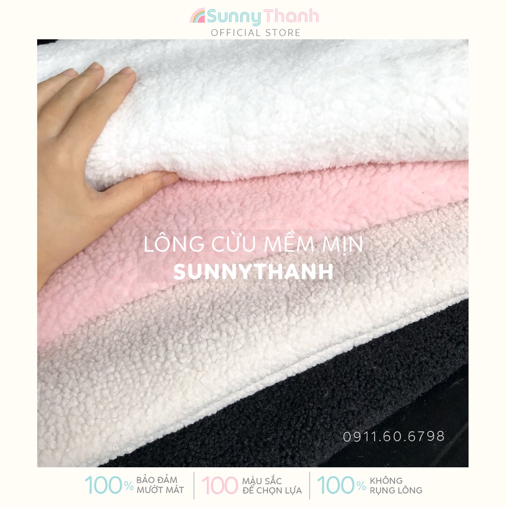 1mx1m6 CỪU mềm mịn - Vải lông cừu sale hạt mịn hồng trắng kem 1m xanh da trời pastel SunnyThanh
