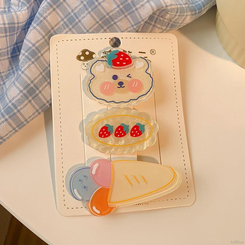 Kẹp tóc không đường may màu sắc kẹo ngọt phong cách Hàn Quốc dành cho bé gái