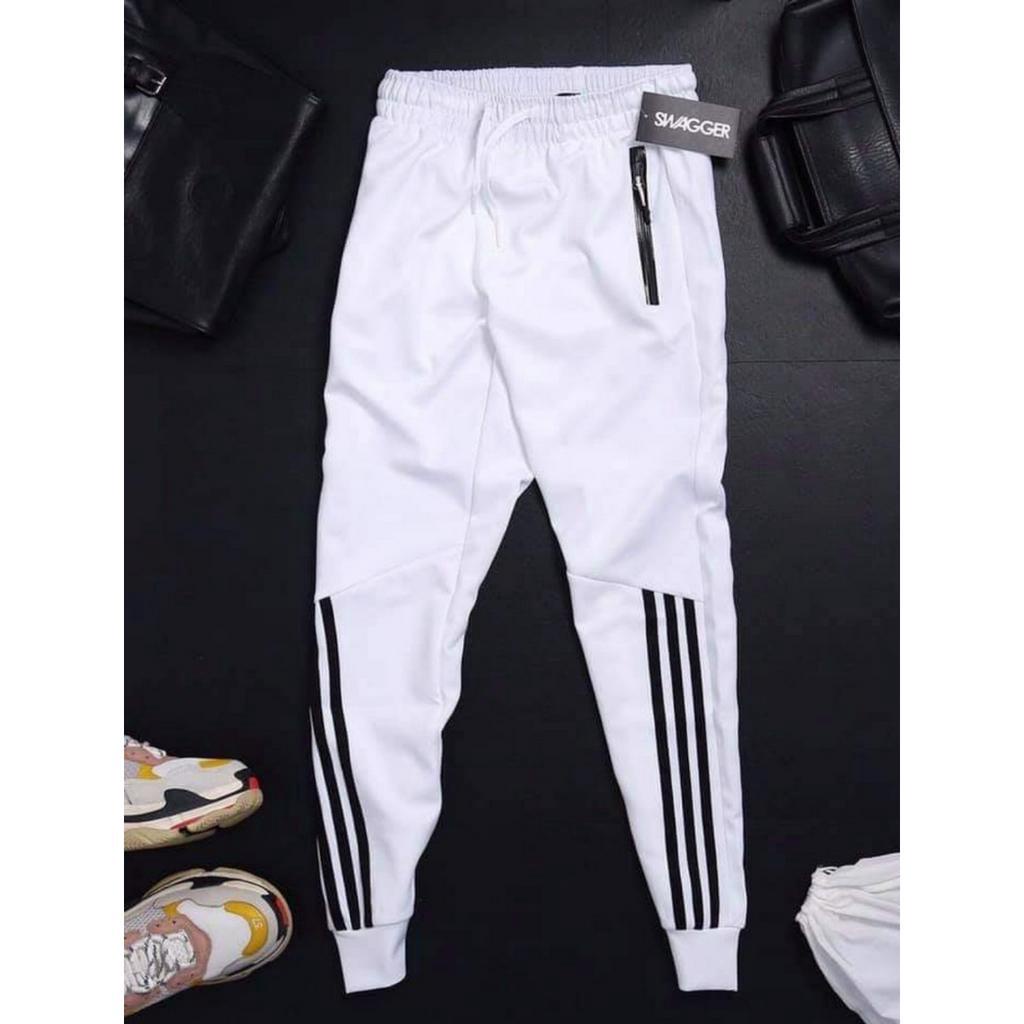 ⚡️ CHẤT ĐẸP-Y HÌNH ⚡️ Quần thể thao nam Quan jogger nữ kiểu nỉ bó ống Hàn Quốc in 3 sọc