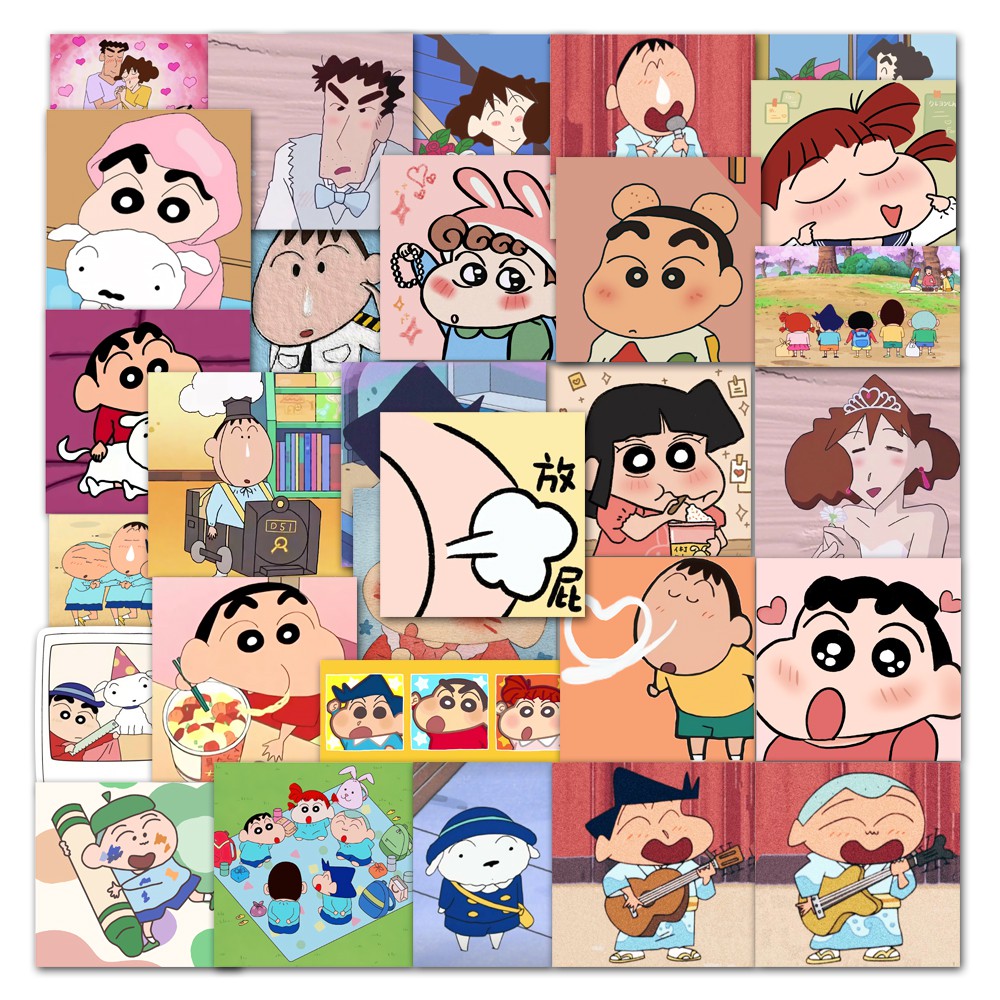 Set 50 Miếng Dán Hoạt Hình Cậu Bé Bút Chì Shin-Chan Dễ Thương