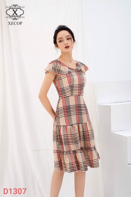 Đầm còe caro Xecop D1307